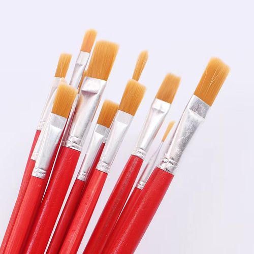 尼龙油画笔红杆扁平号油彩笔1号-12学生油画笔刷工厂油漆笔